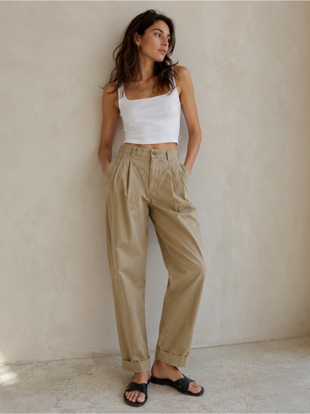 Vintage Saks Fifth Avenue High Rise Pleated Cotton Pants Made USA Sz 4